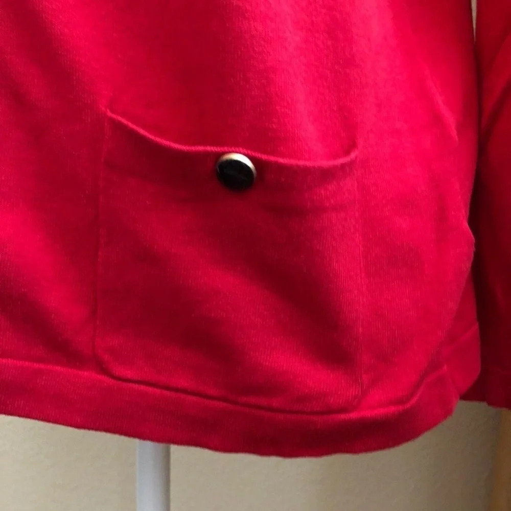 Jones New York red button down cardigan women PL silk blend excellent condition - Picture 2 of 6